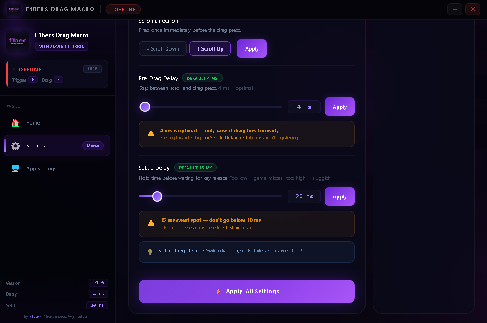 Drag Macro — Configuration