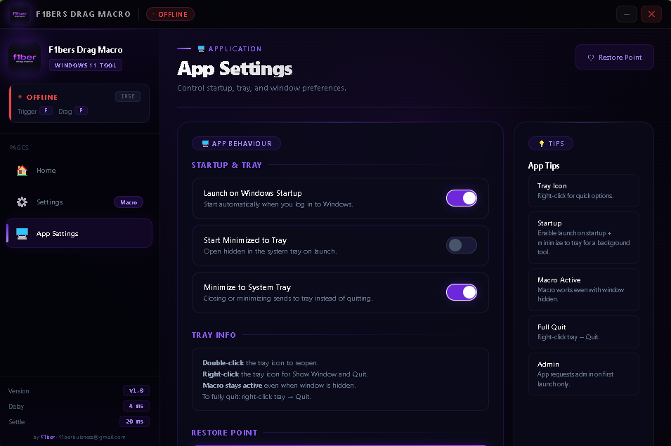 Drag Macro — App Settings